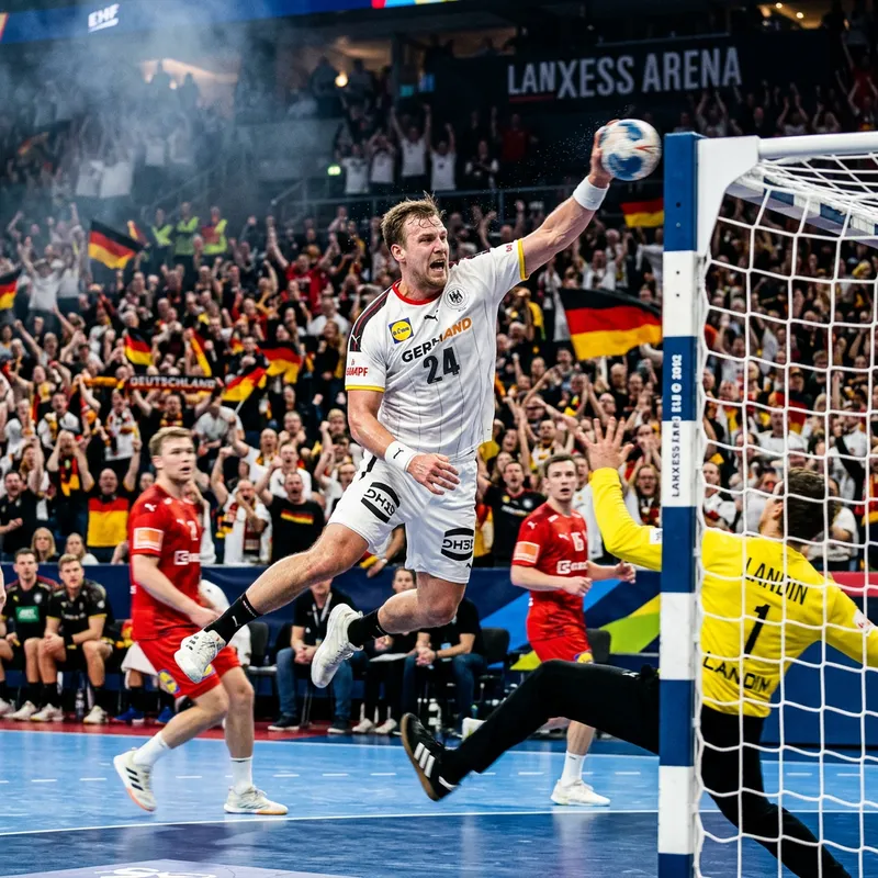 Energetic Handball Moment: DHB Germany Player Scores Goal