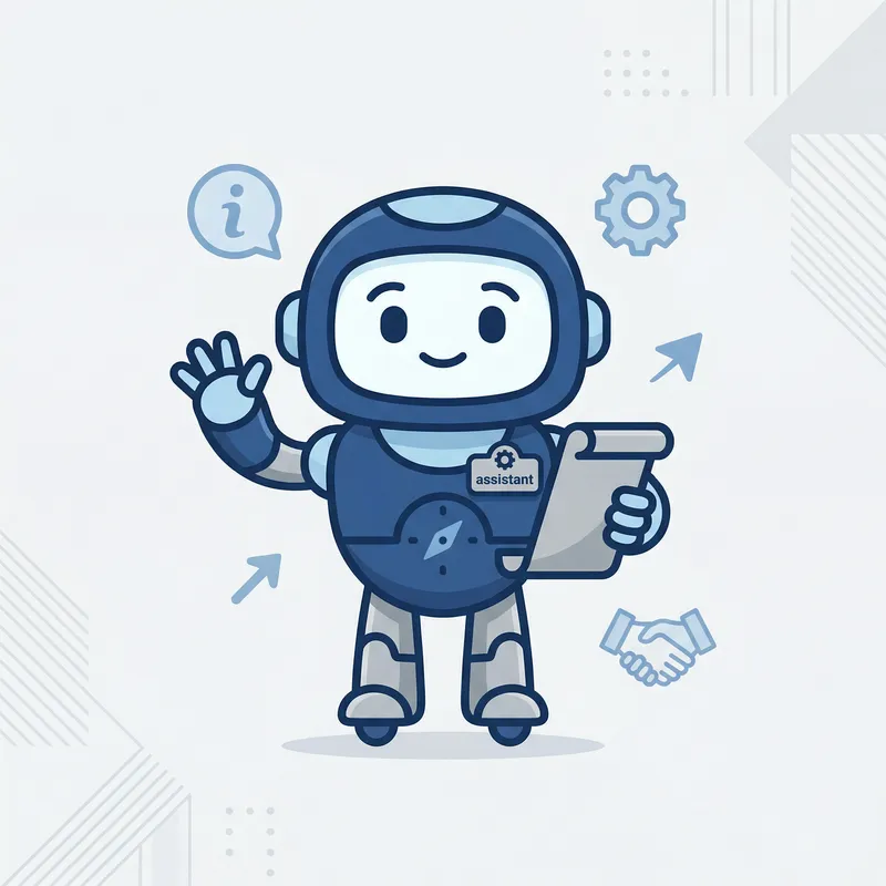 Minimalistic Mascot Expert - Blue & Grey Design Minimalistic Mascot Expert - Blue & Grey Design