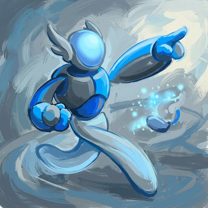 Blue and Grey Animated Mascot Design | Digital Painting