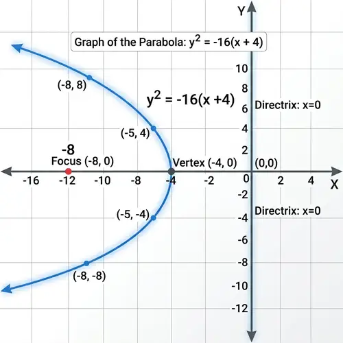 Graph of the Parabola y² = -16(x + 4)