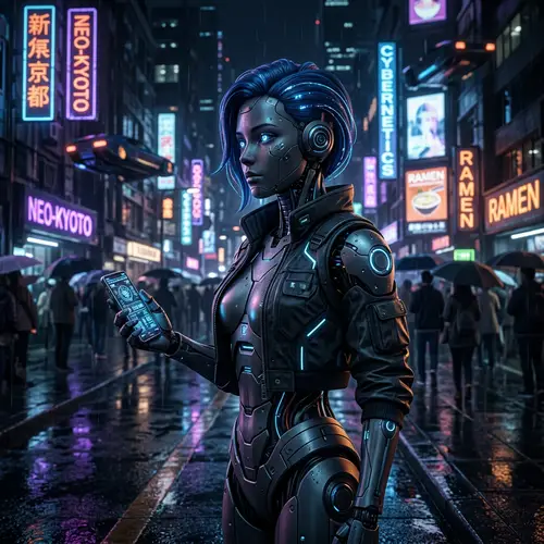 Adorable Female Android: Cyberpunk Futuristic Aesthetic