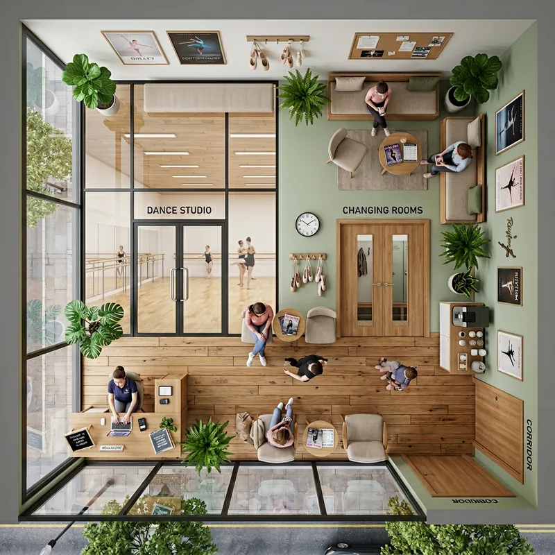 3D Dance Studio Waiting Room | Student Lounge 3D Dance Studio Waiting Room | Student Lounge
