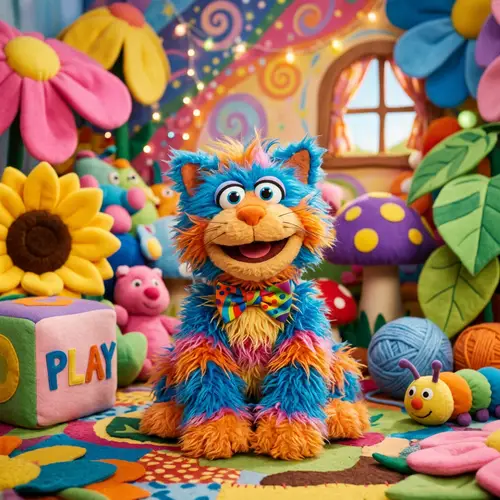 Whimsical Muppet Cat Art: A Colorful Transformation