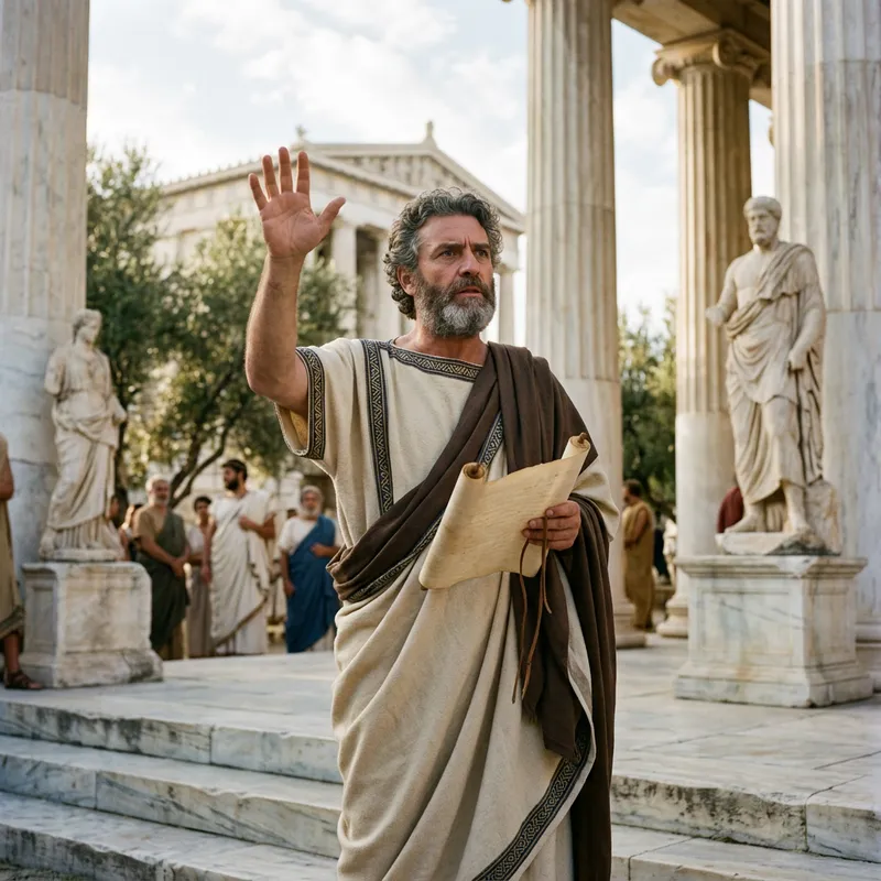 Demosthenes: Legendary Greek Orator in Traditional Attire