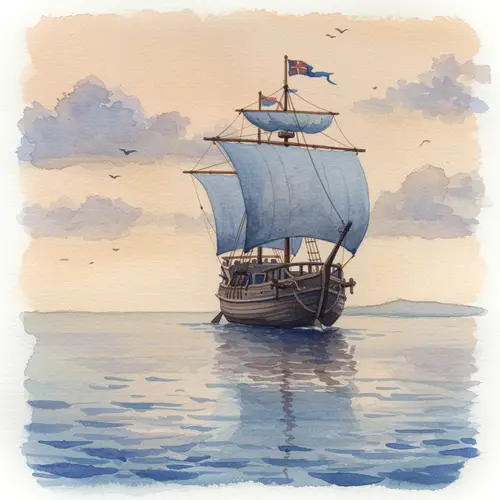 Watercolor Theseus Ship From a Distance