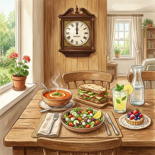 Tranquil Lunch Scene at Midday | Inviting Ambiance