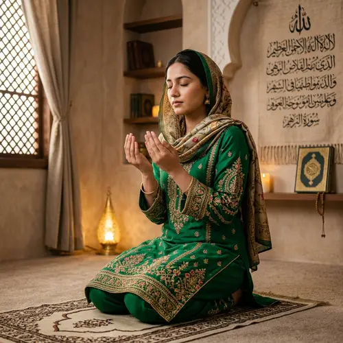 South Asian Woman Making Dua | Religious Act of Offering Prayer