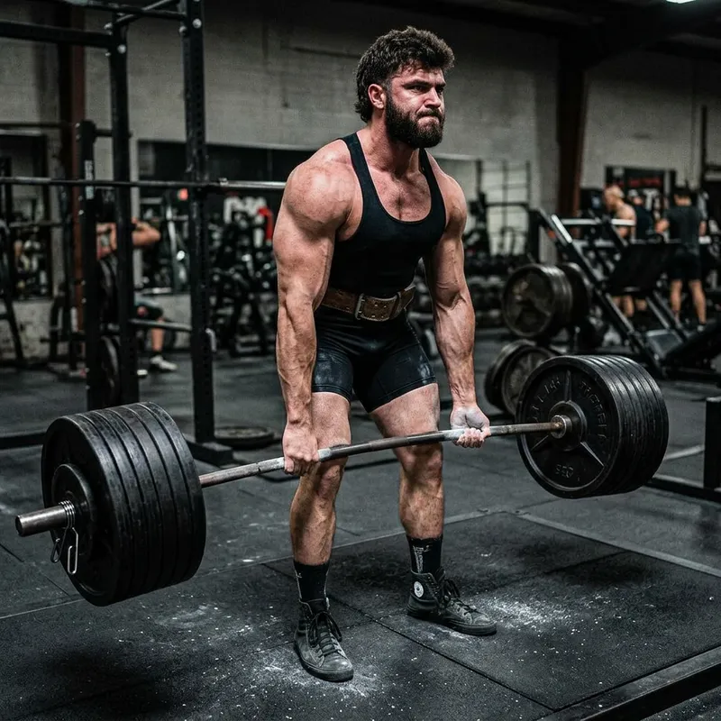Muscular Guy Deadlifting 20 Plates - Powerlifting Strength