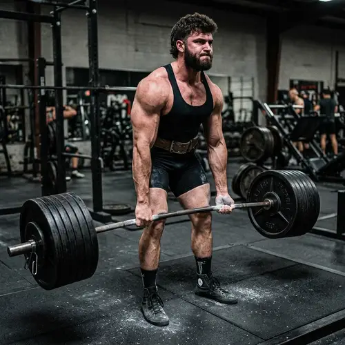 Muscular Guy Deadlifting 20 Plates - Powerlifting Strength