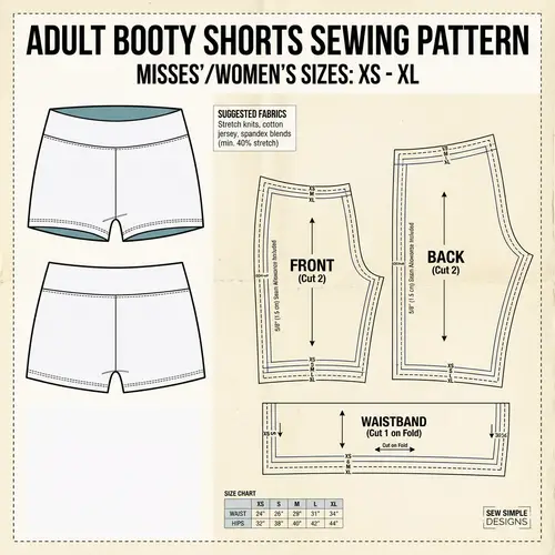 Adult Booty Shorts Pattern - Stylish & Comfortable