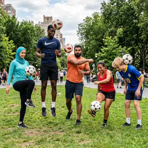 Diverse group showcasing unique ball skills
