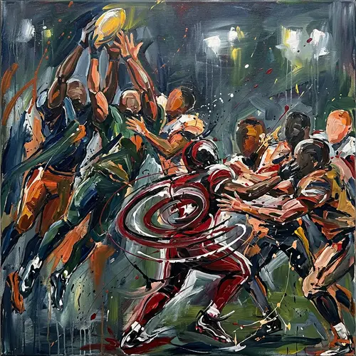 Abstract Football Players in Action Art