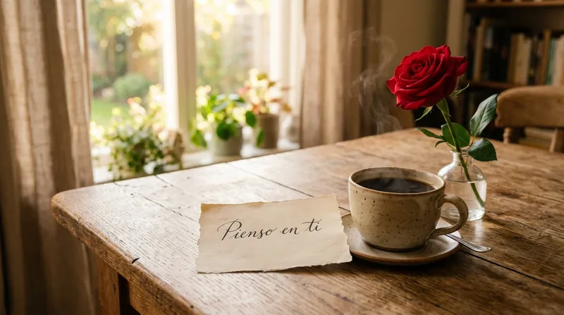 Romantic Coffee Scene with Handwritten Note