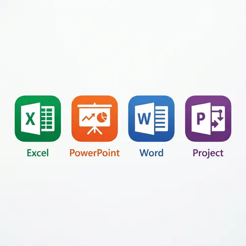 Productivity Software Logos: Excel, PowerPoint, Word, Project