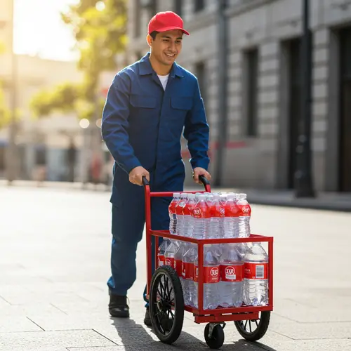 Water Delivery Services with Red Bottles