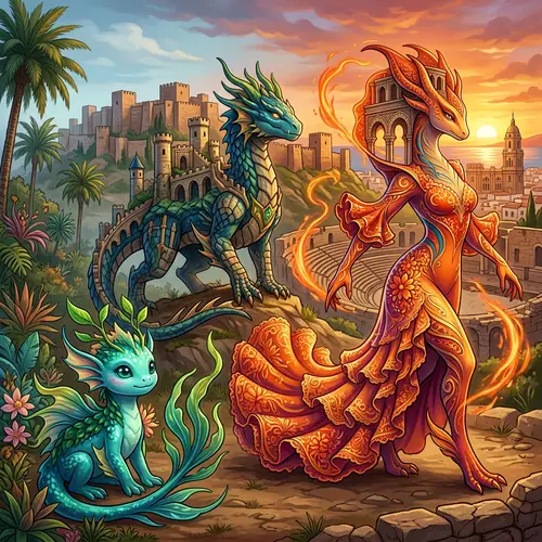 Fictional Creature Evolutions Inspired by Málaga's Beauty