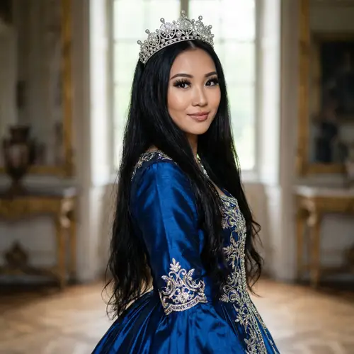 Asian Princess with Long Lush Lashes in Elegant Ballgown