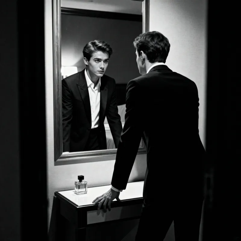 Dramatic Black and White Photo of a Young Man