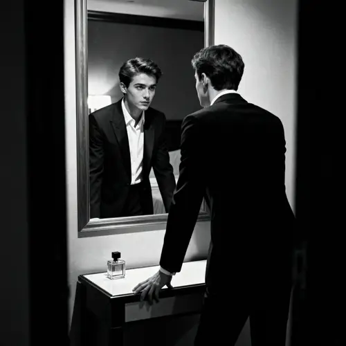 Dramatic Black and White Photo of a Young Man