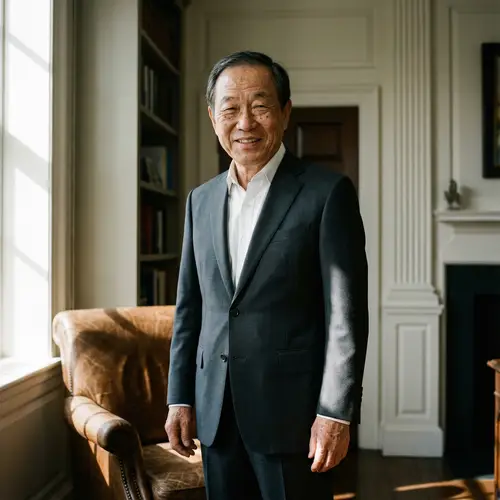 Luxurious Business Suit Asian Man Portrait in Office Scene