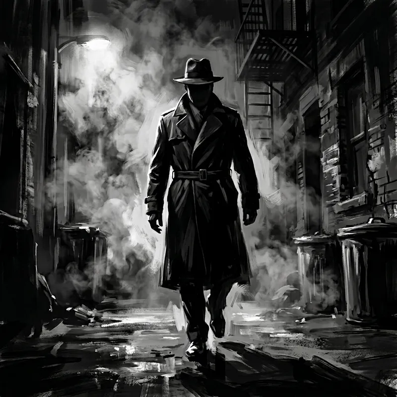 Capturing Intrigue: Mysterious Figure in Noir Atmosphere