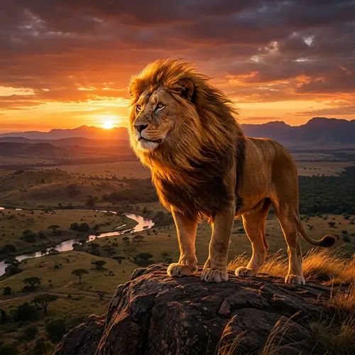 Majestic Golden Lion: Strength & Leadership Symbol