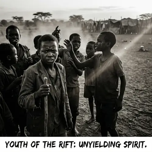 Youth Conflict in African Setting - Intense Documentary Photograph