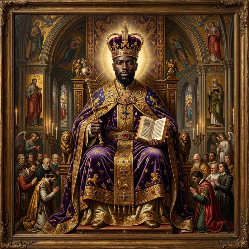 Regal Black Jesus in Majestic Renaissance Crown Painting Regal Black Jesus in Majestic Renaissance Crown Painting
