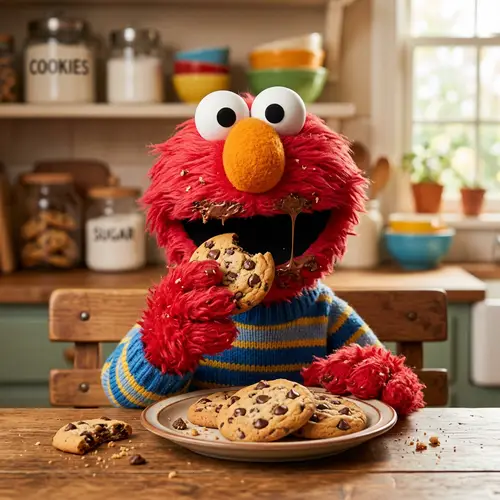 elmo eating cookies