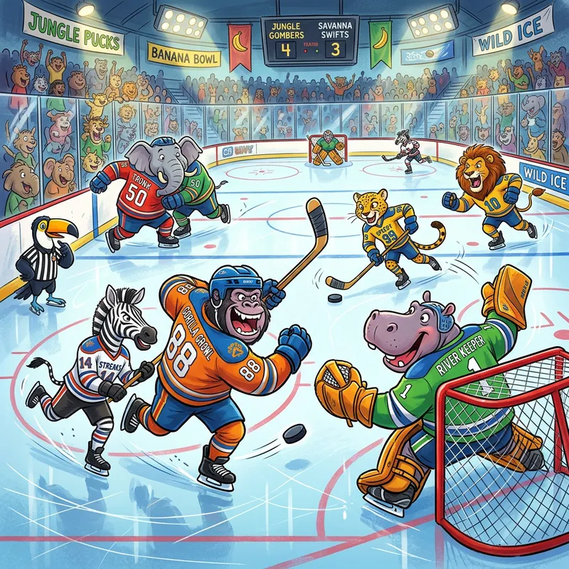 Whimsical Jungle Animals Hockey Game Whimsical Jungle Animals Hockey Game