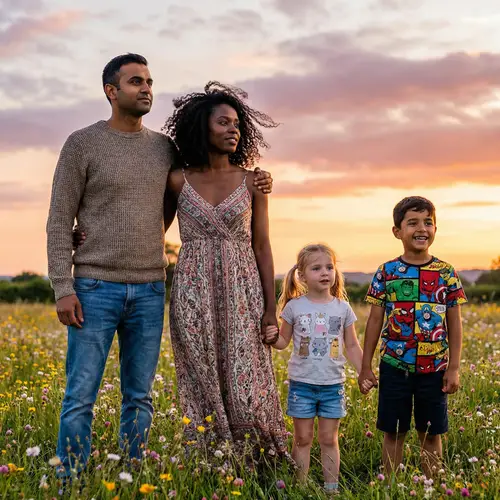 Heartwarming Family of 4 Outdoors