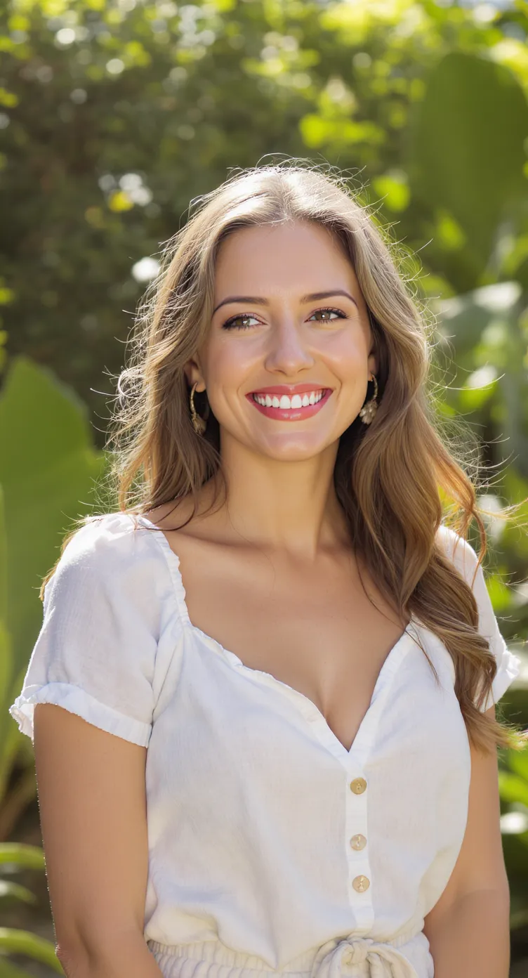 Radiant Woman in Natural Sunlight - Joyful Beauty