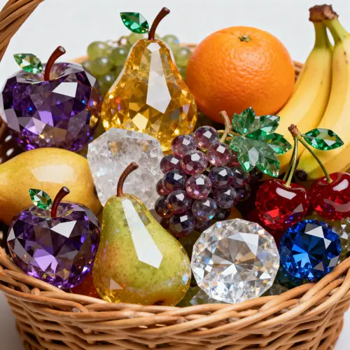 Gemstone Fruit Basket: Hyper-Realistic Crystal Art