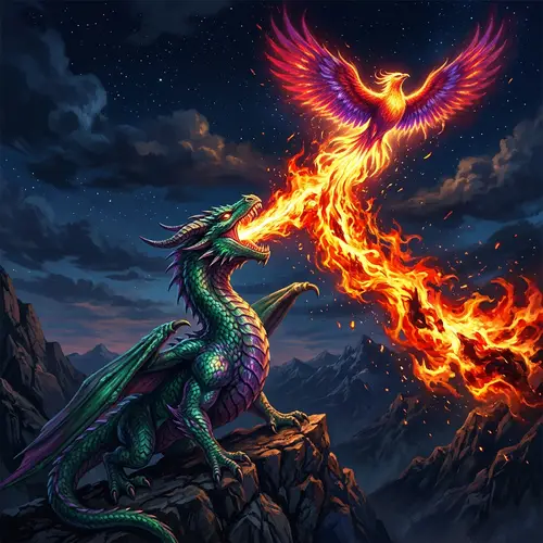 Majestic Green Dragon Breathing Fire