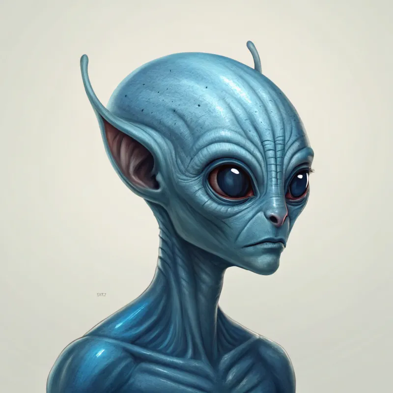 Unique Triangle-Shaped Alien with Blue Skin Unique Triangle-Shaped Alien with Blue Skin