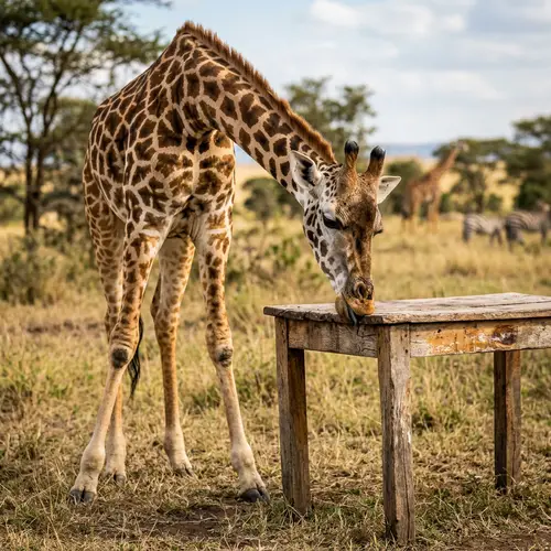 Giraffe Eating a Table - Nature's Curious Feeder