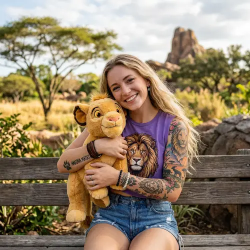 Tattoo Girl with Lion King Cub - Trendy Tattoo Art