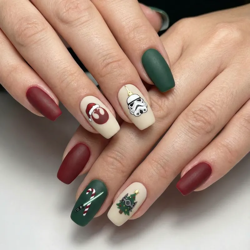 Star Wars Christmas Acrylic Nails for Teens