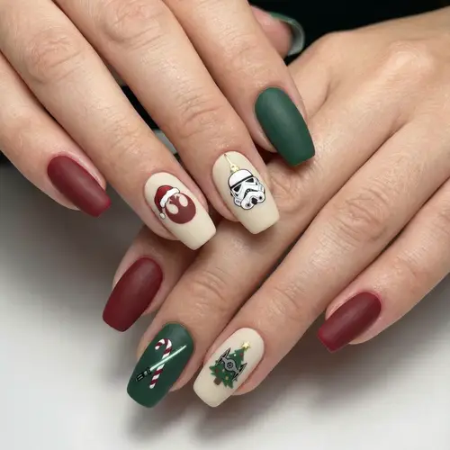 Star Wars Christmas Acrylic Nails for Teens