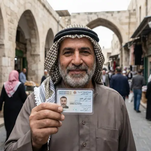 Middle-Eastern Man Holding ID Card