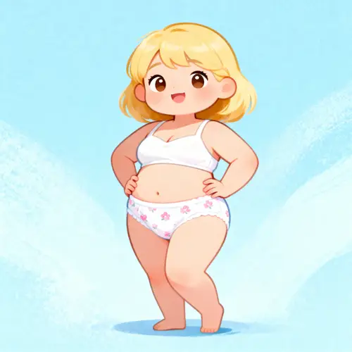 Blond Cartoon Girl in Diaper Art