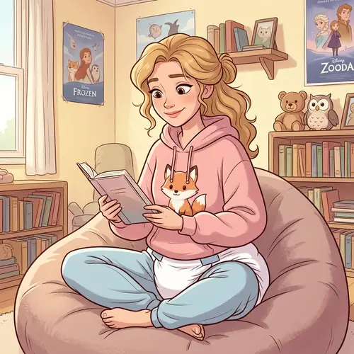 Blond Cartoon Girl in Diaper Art