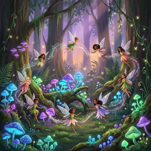 Enchanting Forest with Glowing Mushrooms & Fairies | Fantasy Scene