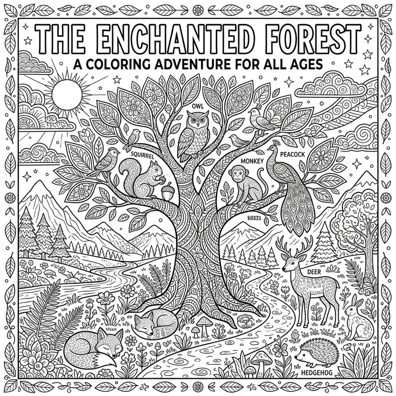 Black and White Coloring Book Page for All Ages