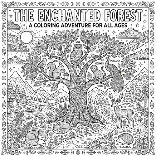 Black and White Coloring Book Page for All Ages