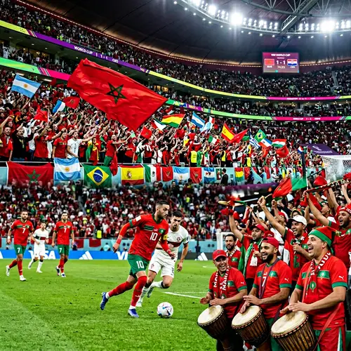 Moroccan Football Team World Cup Match Excitement