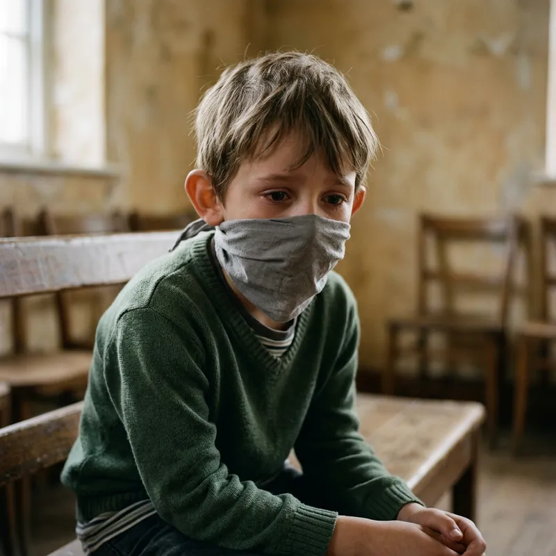 Sad Child with Covered Mouth & Big Ears | Emotional Portrait