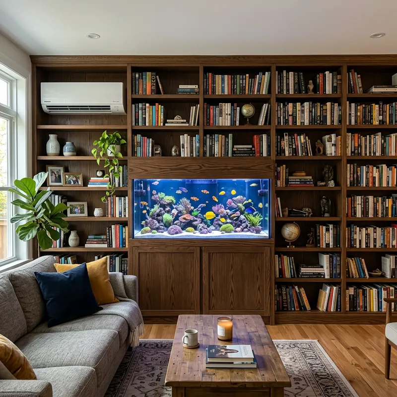 Living Room Bookcase with Aquarium Centerpiece Living Room Bookcase with Aquarium Centerpiece