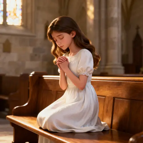 3D Style Artwork of a Beautiful Girl Praying