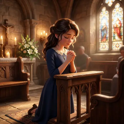 3D Style Artwork of a Beautiful Girl Praying